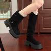 Women's High Boots Flats Platform Suede Knee High Shoes  Fashion Walking Motorcycle Boots New Trend Winter Dress Mujer Botas