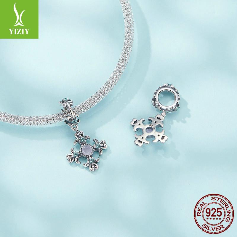 Vintage Iris Cross Diy Pendant, Classic Design S925 Sterling Silver Temperament Beaded Accessories