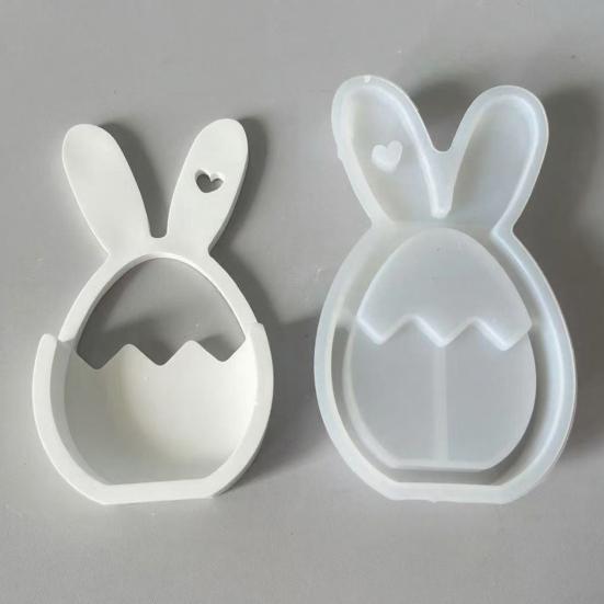 Silicone Easter Bunny Mold Flexible Flower Basket Casting Mold for Epoxy Plaster Wax DIY 3D Easter Decorations And Crafts Gift