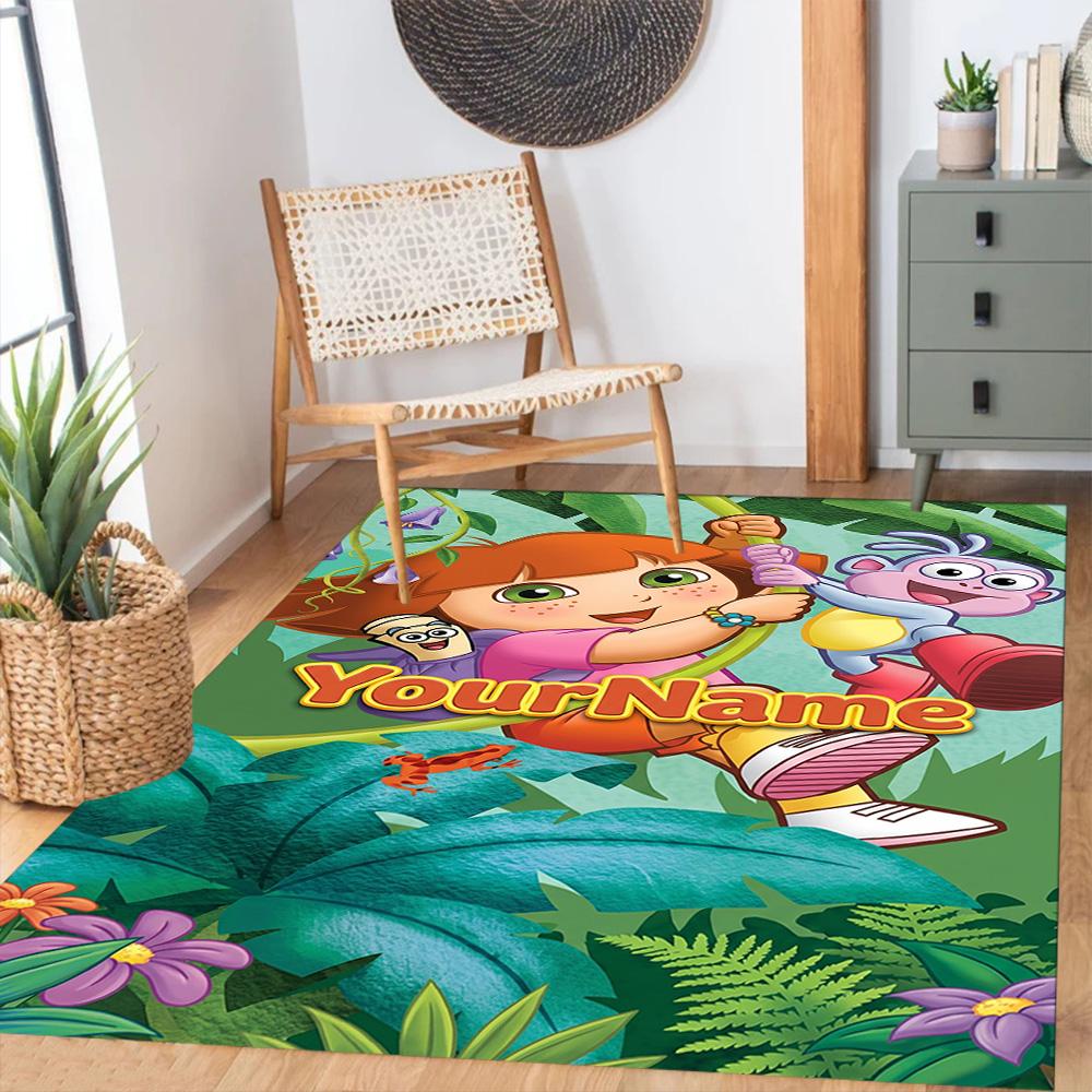 Dora Explorer Personalized Text Floor Rug Office Rug Design for Game Room Decorate room Playrooms Balcony Antislip Carpet Office home decor