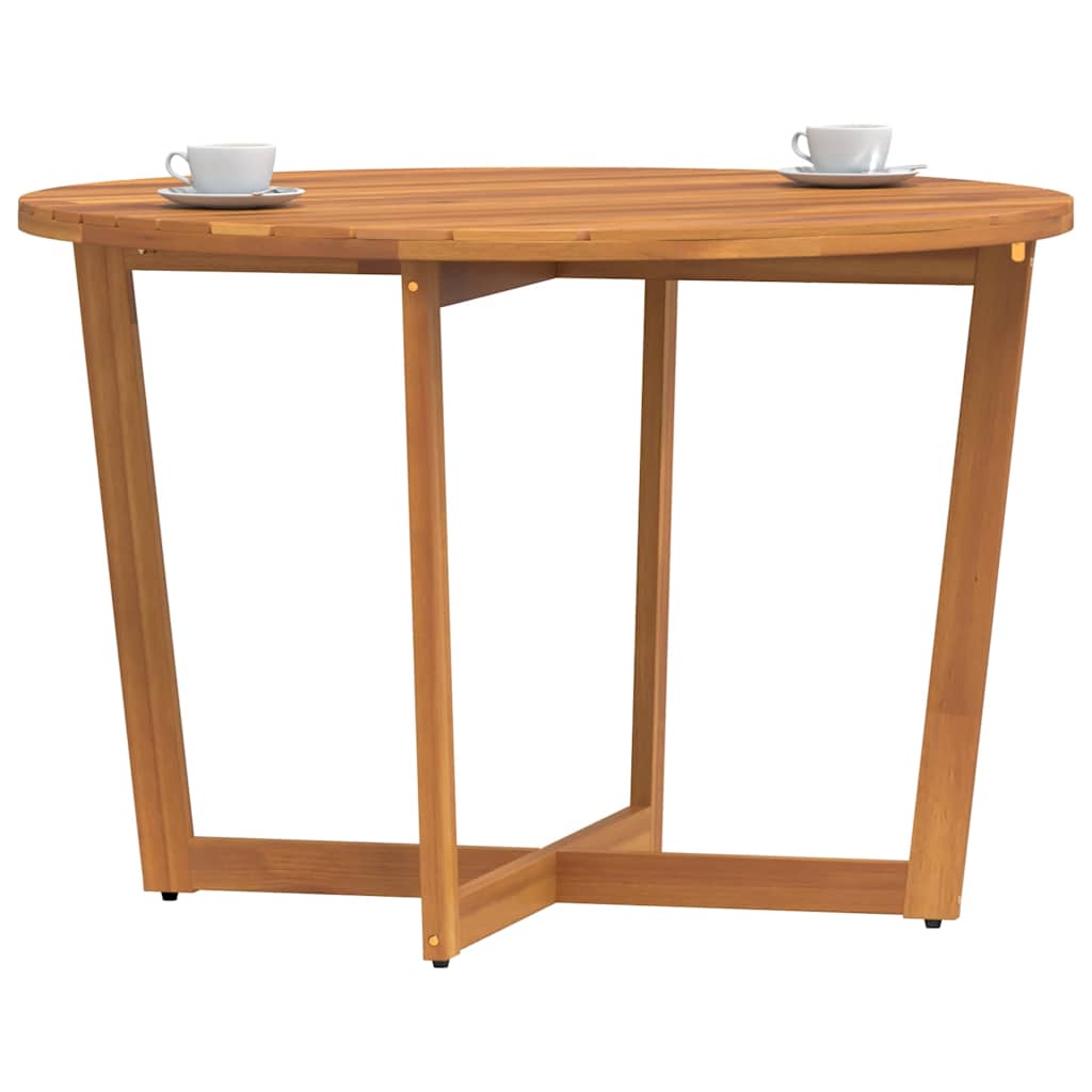 Outdoor Dining Table Round Ø110 X 75 Cm Solid Acacia Wood