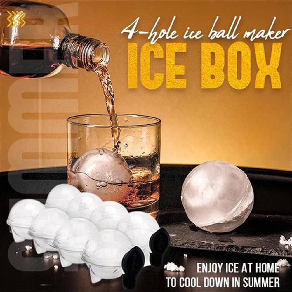 4-cell Ice Cube Maker Diy Ice Ball Molds For Whiskey Cocktail Bar Useful Round Ball Ice Makers Bar Accessories Kitchen Tool