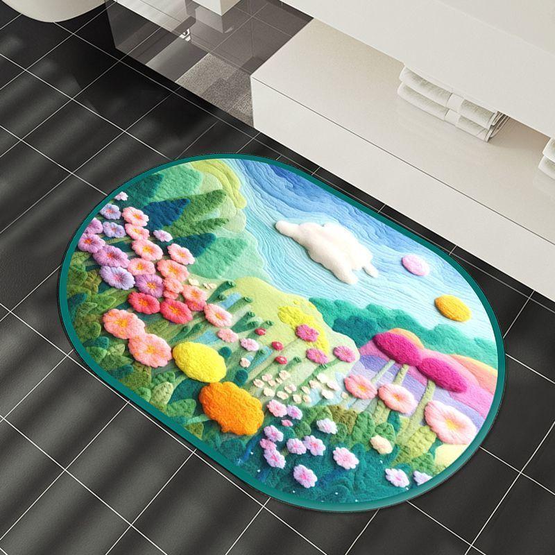 

Нескользящий коврик для ванной комнаты с рисунком маслом, мягкий, впитывающий диатомовую грязь коврик, небольшой, свежий, быстросохнущий коврик для ног в ванной комнате, коврик для двери 40*60