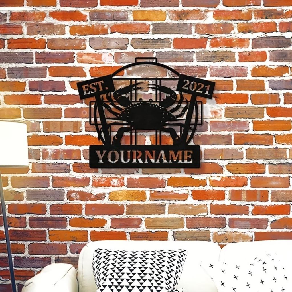 Personalized Maryland Crab Metal Wall Art Custom Family Name Established Year Hot Sale Home Decor