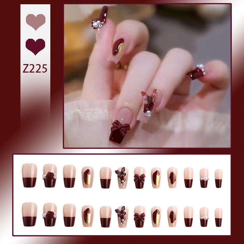 Luxurious Transparent Blush Bubble Rose Press-On Nail Set with Wearable Stickers