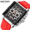 Square Waterproof Luminous Sports Quartz Multi-Function Chronograph Men'S Watch 2233