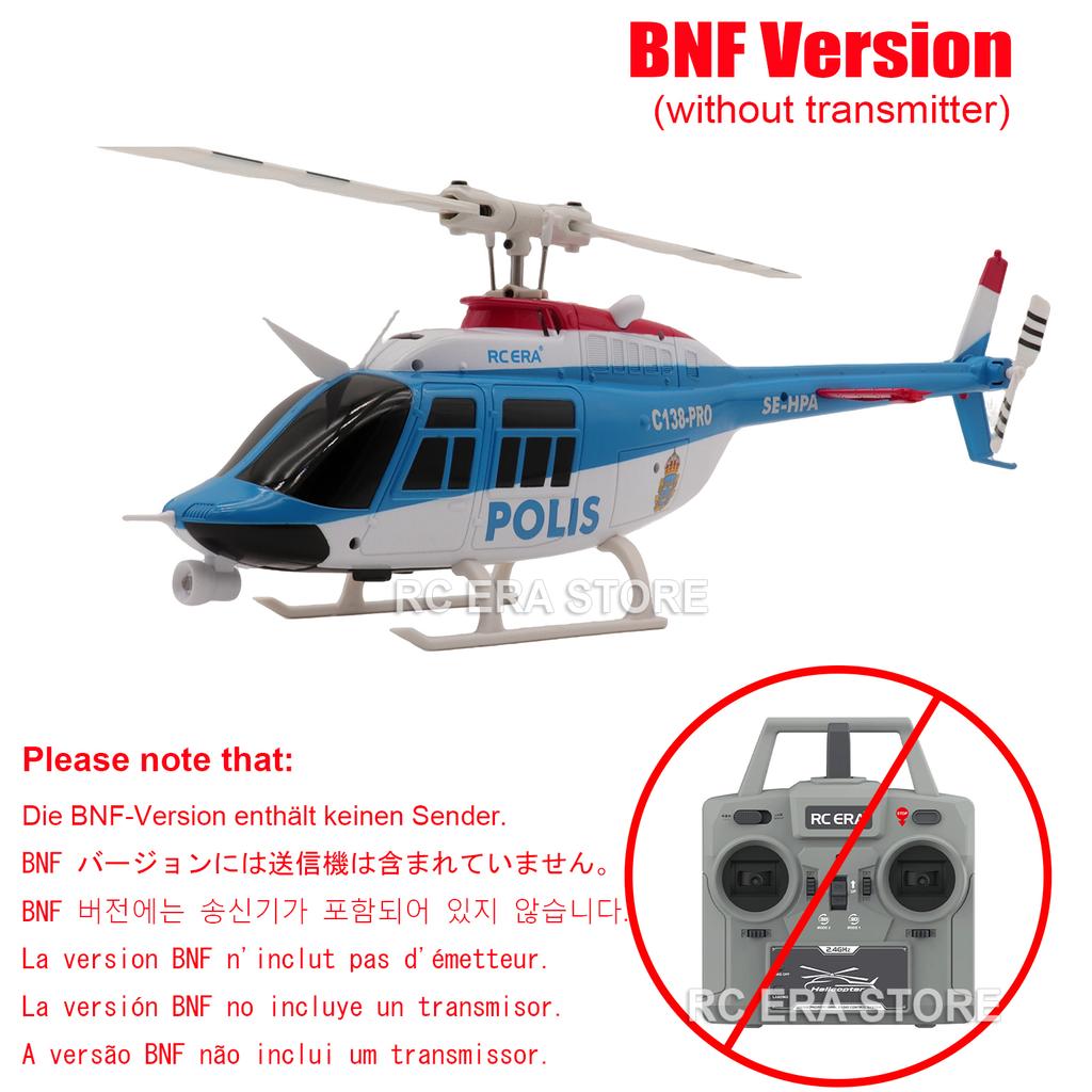 RC ERA C138PRO Brushless C138 Brushed Bell206 Jet Ranger 2.4G RC Helicopter with Gyro Stabilizer Remote Control Toys for Adult