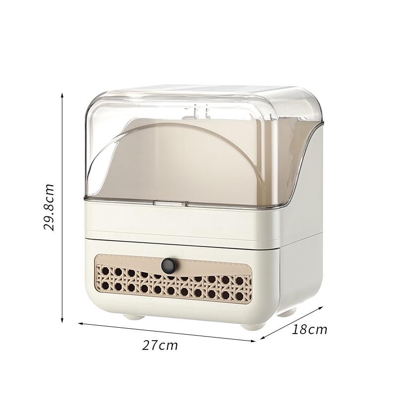 Kosmetik-Aufbewahrungsbox im chinesischen Stil: Staubdichter Schreibtisch-Organizer für Lippenstift, Masken und Hautpflegeprodukte mit Schubladen.