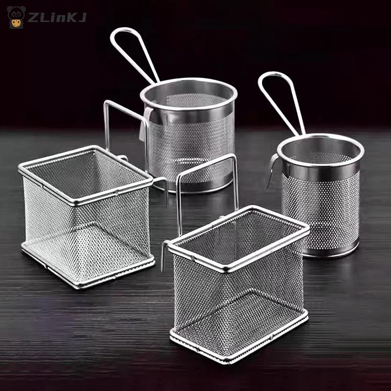 1PCS Multi-functional Stainless Steel Deep Frying Basket Kitchen Hangable Colander Oil Filter Mesh Sieve Hotpot Strainer Mesh
