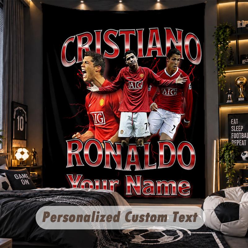 Wandtapijt Cristiano Ronaldo Aangepaste Naam Tekst Gepersonaliseerd Wandhangend Wandtapijt Huis Wanddecoratie