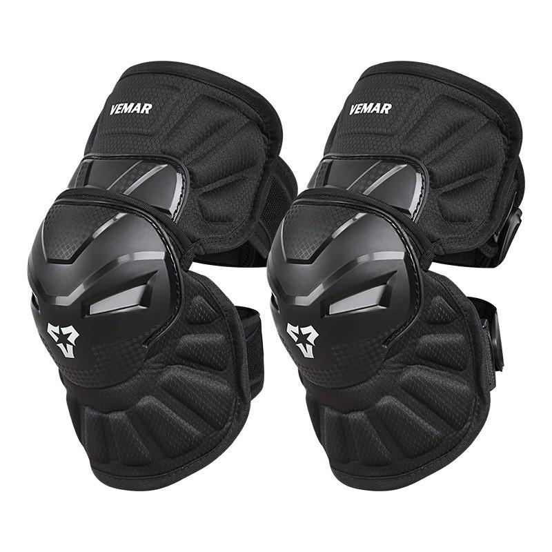 VEMAR Cycling Protective Gear Knee Pads Motorcycle Riding Safety - Adult Unisex Protection Pad Set Black M L