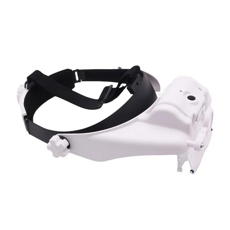 Hands Free Head Mounted Magnifier With Led Light Adjustable Magnification Reading Repair Vision Tool