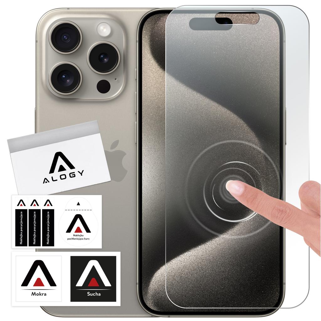 Szkło Hybrydowe Do Apple Iphone 15 Pro Na Ekran Alogy Flexi Glass 9H Case Friendly Płaskie Na Ekran