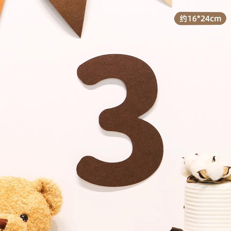Mori Simple Felt Happy Birthday Party Digital Wall Sticker Baby First Year Party Decoration Photo Props