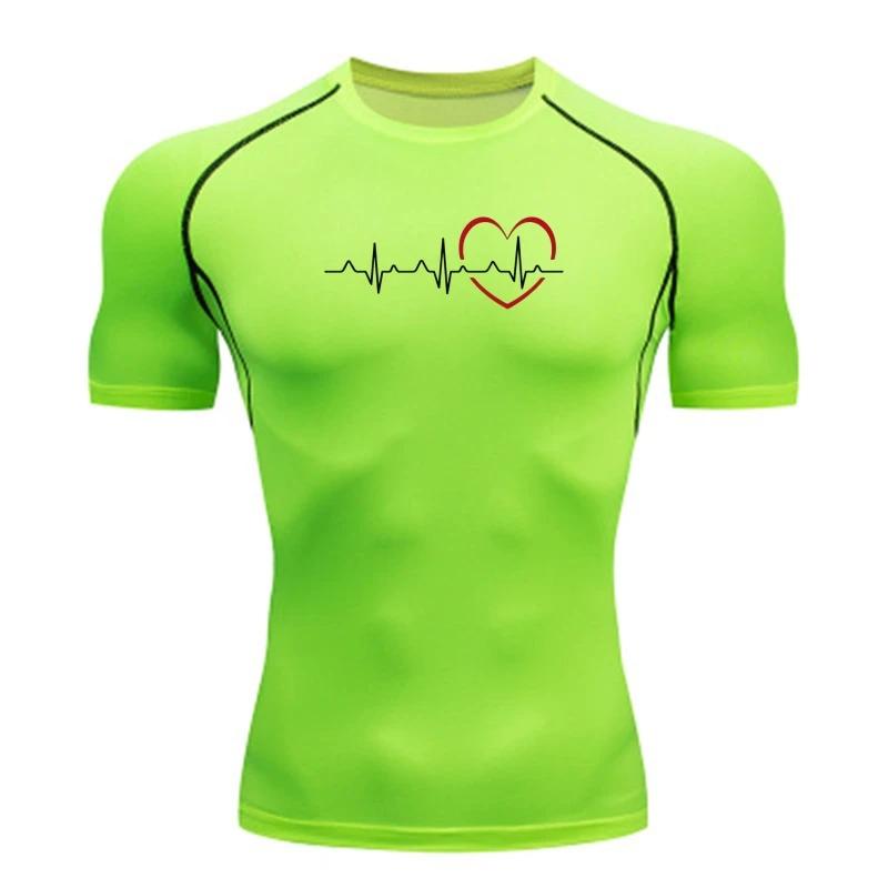 Men Compression T-shirt Printing Short Sleeve Sport Tees Gym Fitness Sweatshirt Male Jogging Tracksuit Homme Athletic Shirt Tops