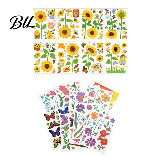 Stain-proof Window Cling 8 Sheets Spring Clings Butterfly Flower Hummingbird Decals to Prevent High-quality PVC Decal Bird Strikes Reusable