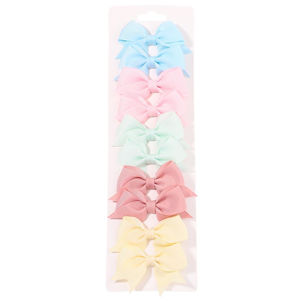 10PCS/Set 2.4Inches Solid Hair Bows With Hair Clips For Girls Headwear New Handmade Bowknot Barrettes Cute Kids Hair Accessories