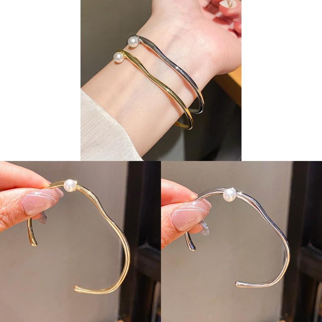 Pearl Bangle Bracelet With Gold Plating For Elegant Office And Casual Wear