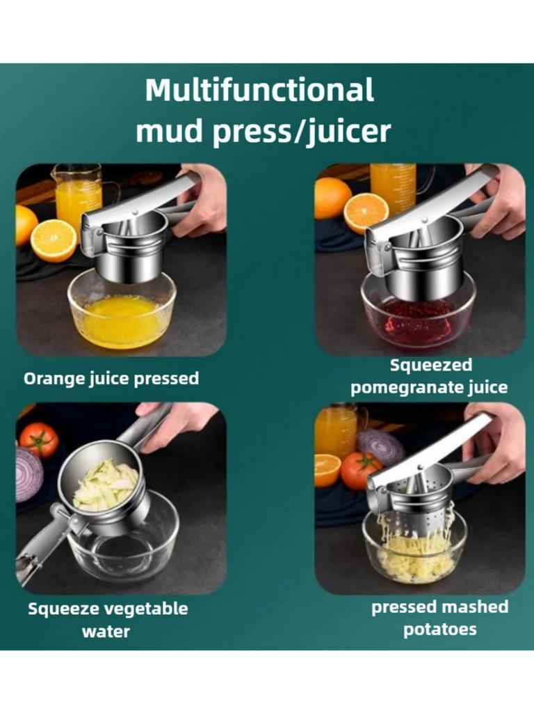 Manuelle Saftpresse, Saftpresse aus Edelstahl, Kartoffelpüree, Knoblauch, Gemüseentwässerungswerkzeug, Entsafter