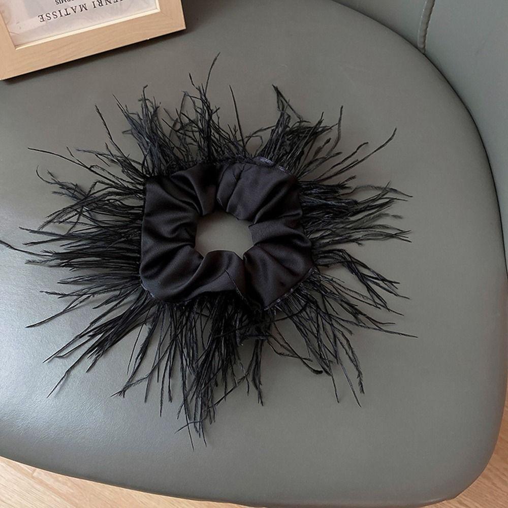 Silk Elastic Head Rope Satin Hair Ring Feather Hair Rope Female Hair Ties Korean Style Scrunchies