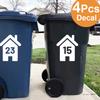 4 Adet Tekerlekli Çöp Kutusu Numarası Özel Ev Numarası Vinil Çıkartma Çöp Kutusu Ev Dekorasyonu için