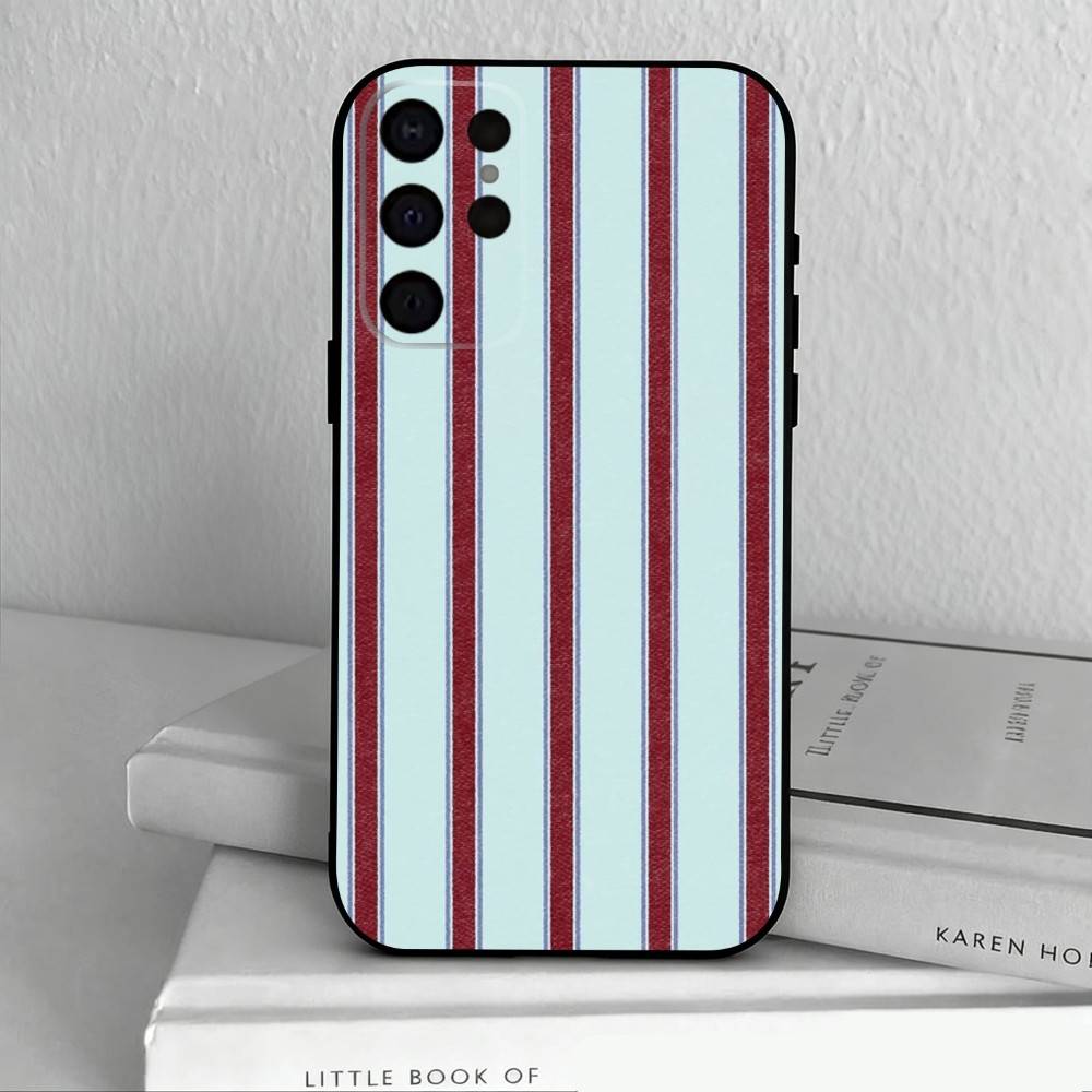 B-Burgundy W-White Stripe Phone Case For Samsung S25,S24,S21,S22,S23,S30,Ultra,S20,Plus,Others Soft Black Case