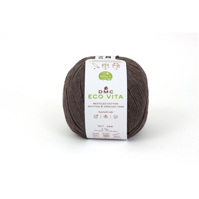 Fil Coton Recyclé Eco Vita 3mm 100g Tricot et Crochet Col. 011 marron