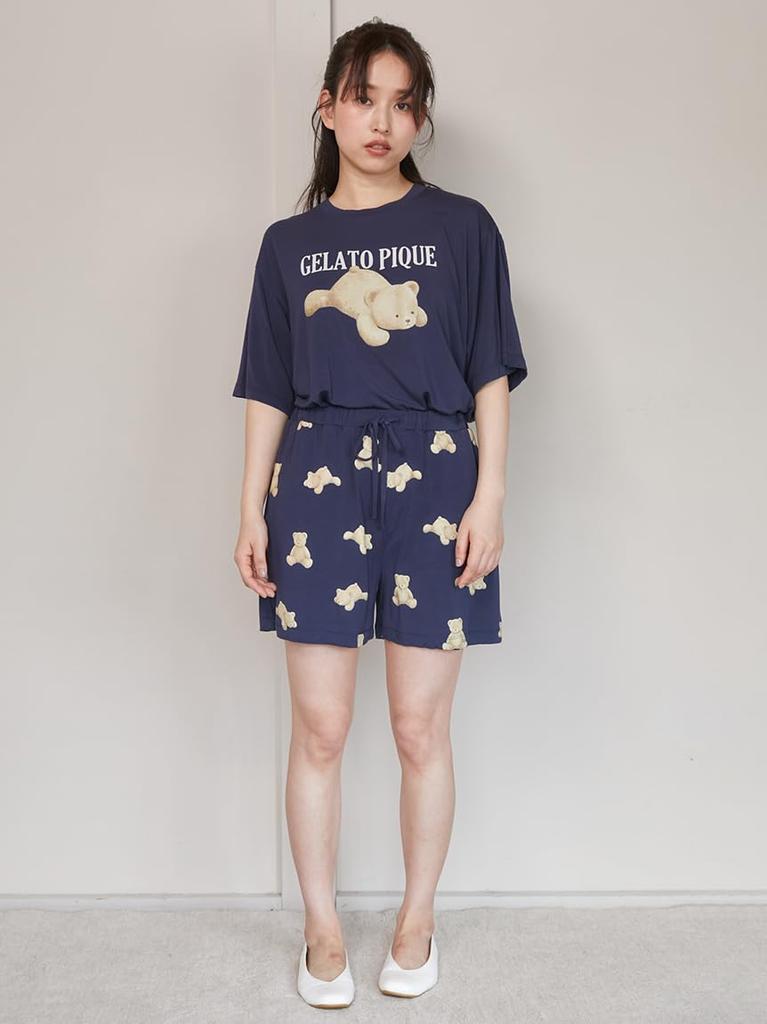Gelato Pique Bear Shorts Set PWCT252359 NVY F One-Point T-Shirt & (EC Exclusive)