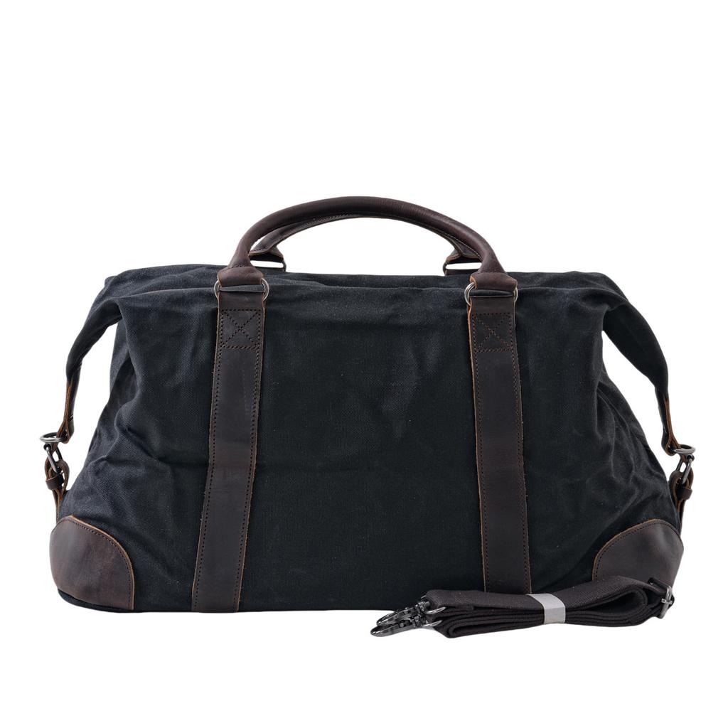 Retro-style Travel Handbag Made of Waxed Waterproof Canvas with Cowhide, Large-capacity Men's Weekend Bag