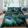 Peacock Feather Print Duvet Cover Bird Feathers Element Bedding Set Ultra Psychedelic Swirl Comforter Cover Colorful Bedclothes