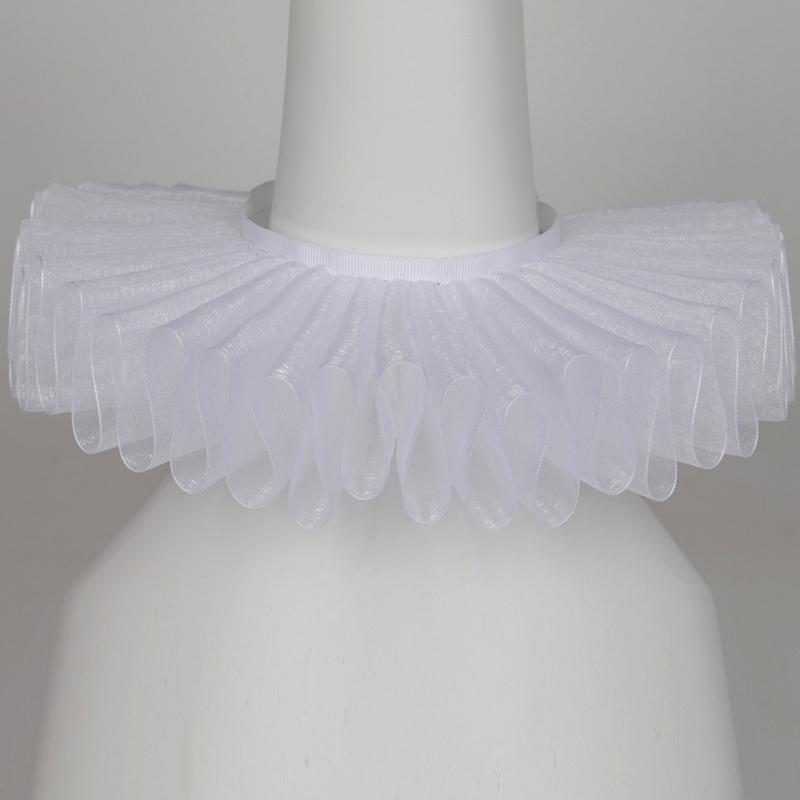 Elizabethan Ruffle Collar White Clown Collar Renaissance Victorian Neck Ruff Halloween for Women Girls