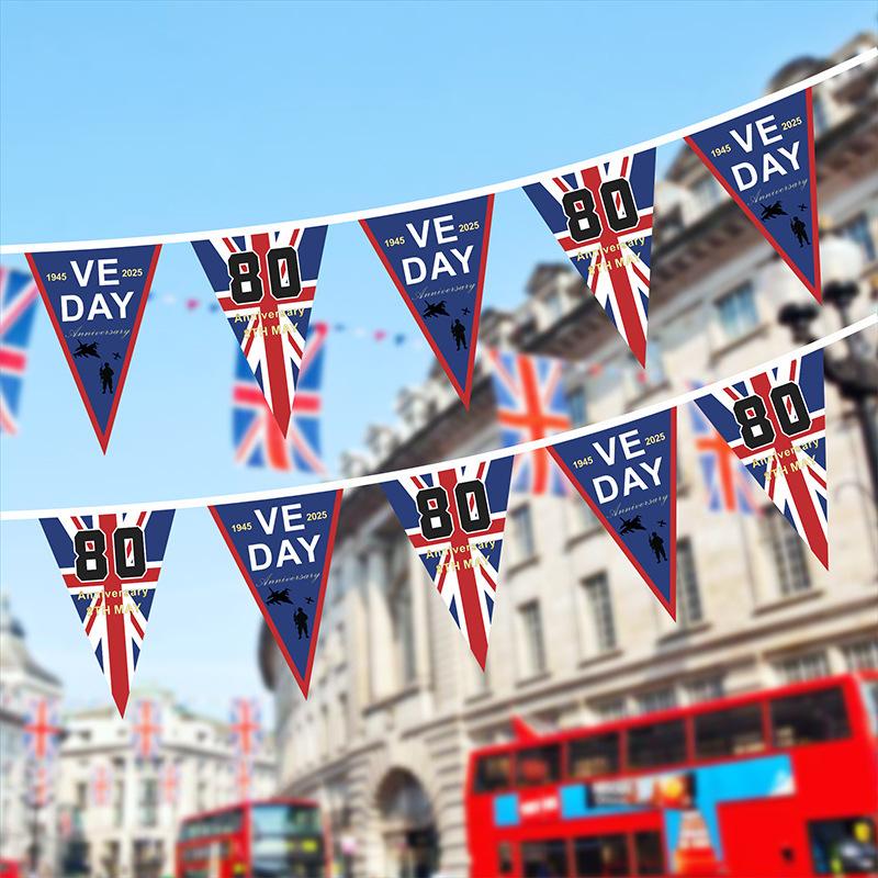 VE Day 80th Bunting Banner 80 Years Victory In Europe Bunting Flag Anniversary