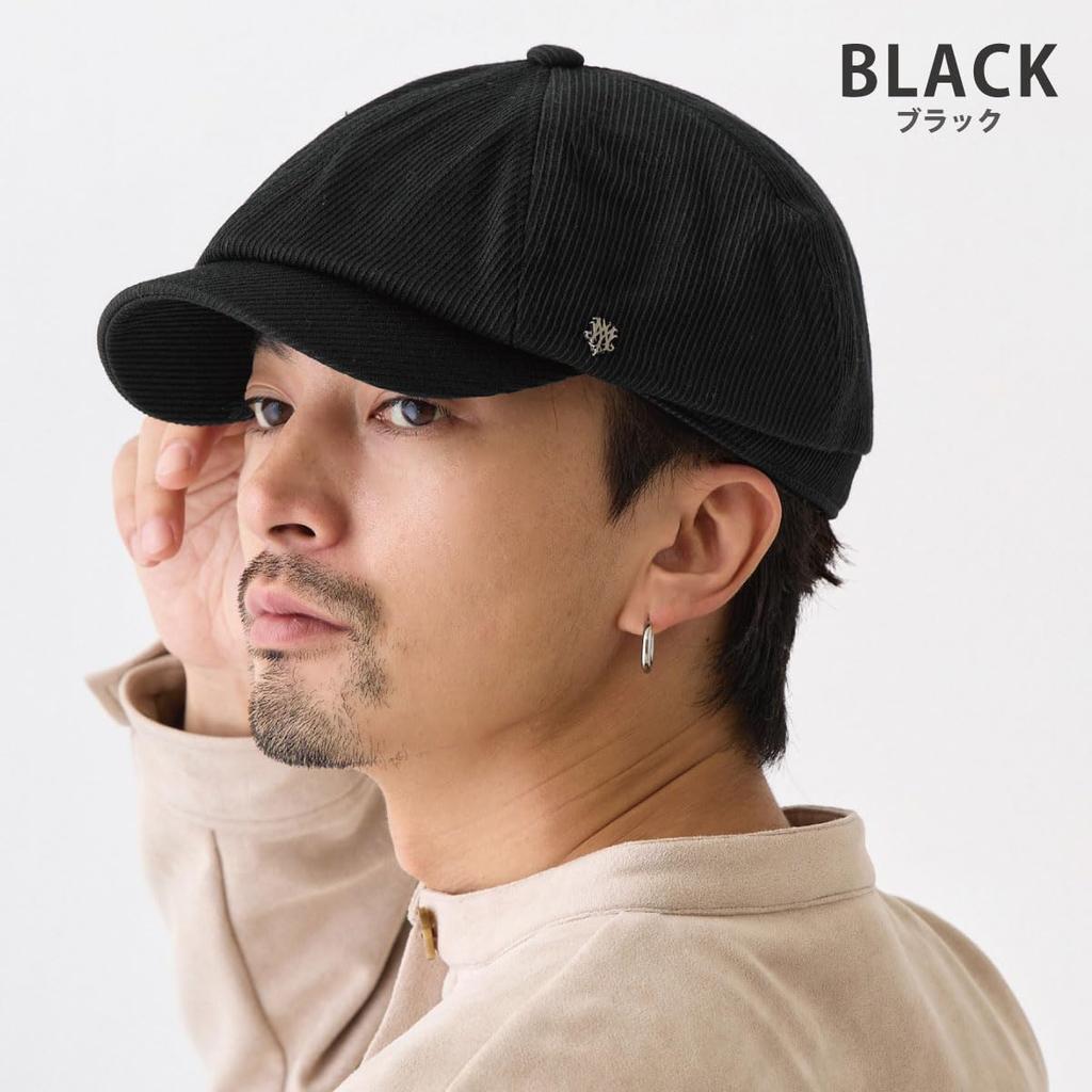 Hunting Newsboy Maximum Deep Pique Stylish Casual [Happy Hat] Men's Cap, Style, 62cm, Fit, Black, Weave, BIG, Silhouette, XL, MQUM, Autumn/Winter,