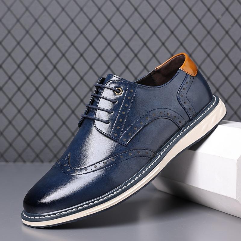 Men's Casual Leather Shoes British Style Business Dress Shoe Fashion Social Party Shoes Lace Up Oxford Shoe Large Size Man Shoes
