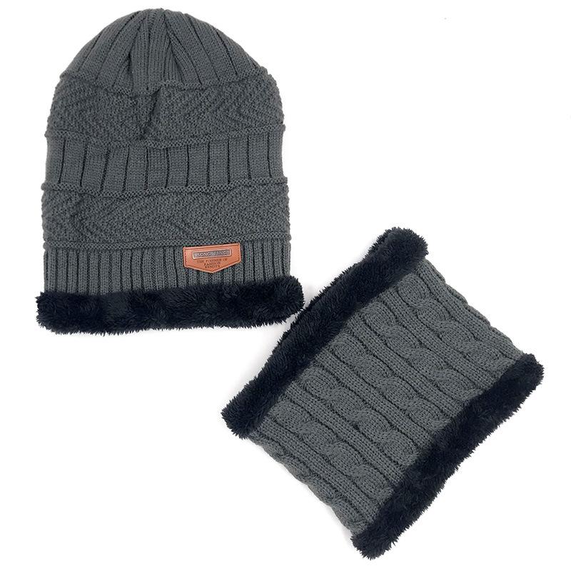 Adult Winter Wool Hat, Men'S Velvet Knitted Hat, Women'S Pullover Scarf, Two-Piece Hat Scarf