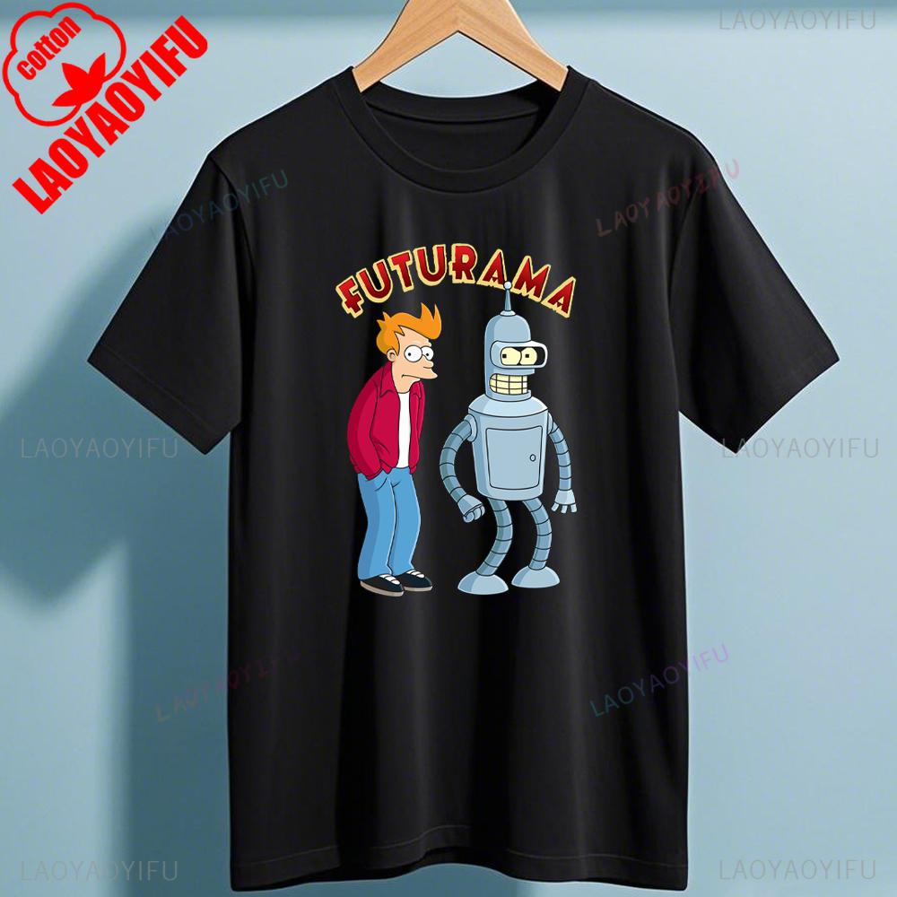 Bbender Cartoon Ffuturamas T Shirt Casual Fun Tshirt For Unisex Round Neck Cotton Shirt Short Sleeve Cottton Harajuku Streetwear