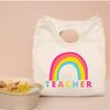 Rainbow Teacher Print Portable Lunch Box Bags Thermal Insulated Bento Tote Office School Food Cooler Storage Pouch Teacher Gifts
