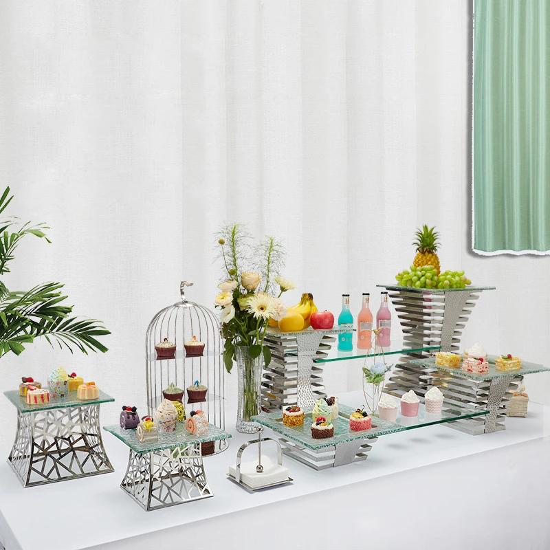 Stainless Steel Display Stand Cafeteria Display Tea Break Dessert Display Wedding Banquet and Cocktail Party Decorations Molds