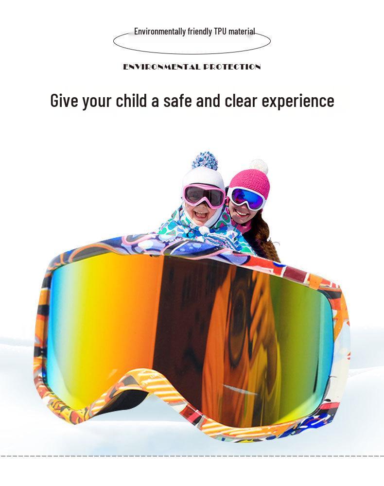 Unisex Anti-Fog HD Spherical Ski Goggles for Kids - Glasses Compatible