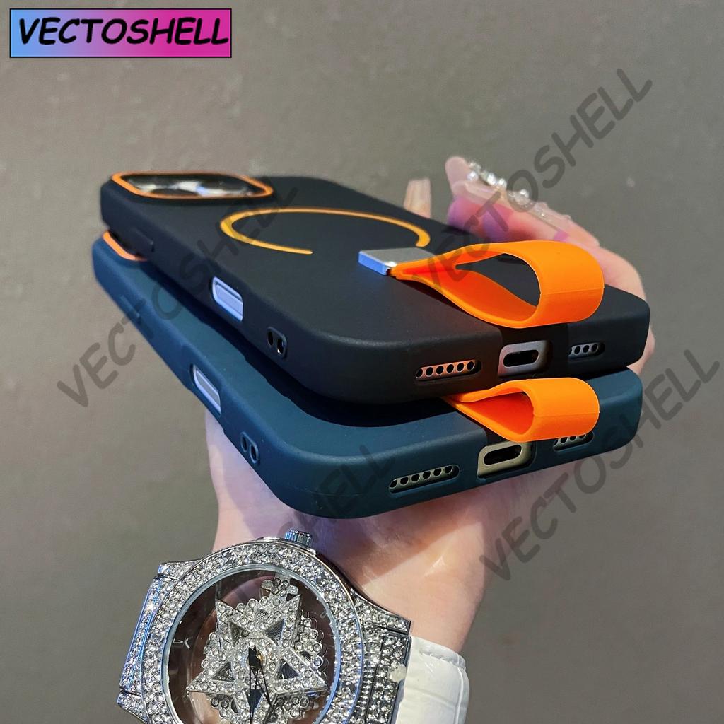 Magnetic For MagSafe Silicone Grip Ring Case For iPhone 16 15 14 Plus 13 12 11 Pro Max Wrist Strap Lanyard Wireless Charge Cover