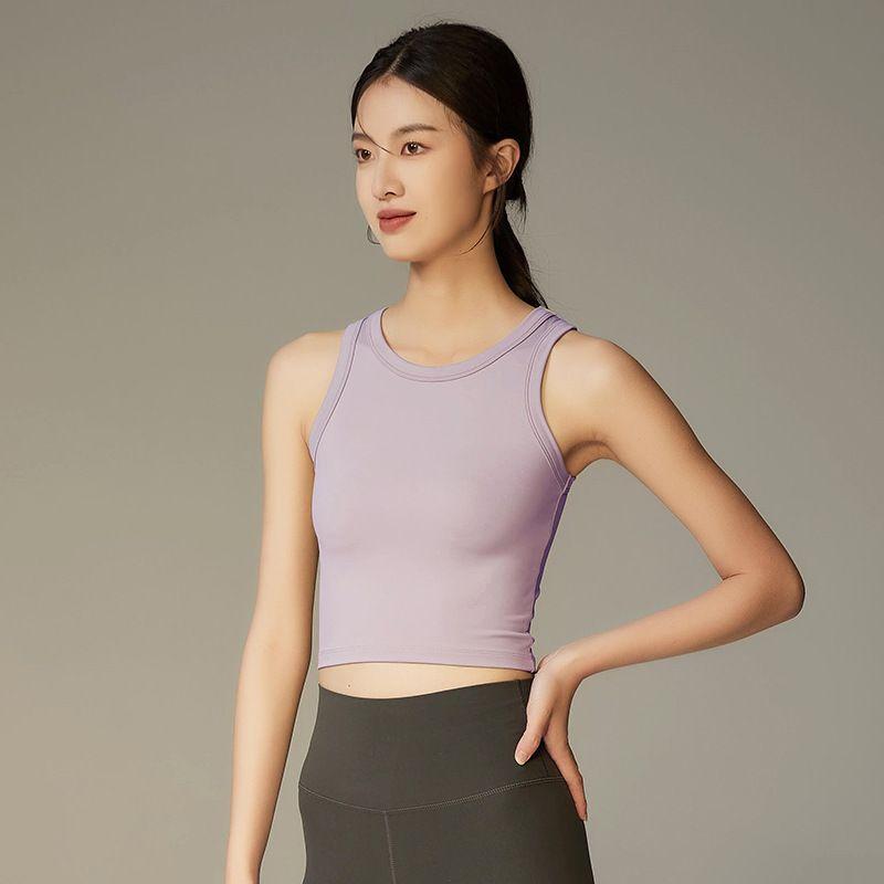 

Yoga Vest Women s Stretch Breathable Yoga Clothes Exercise Workout Clothes No Chest Pad Gym Training Running Tops Verbena L/XL