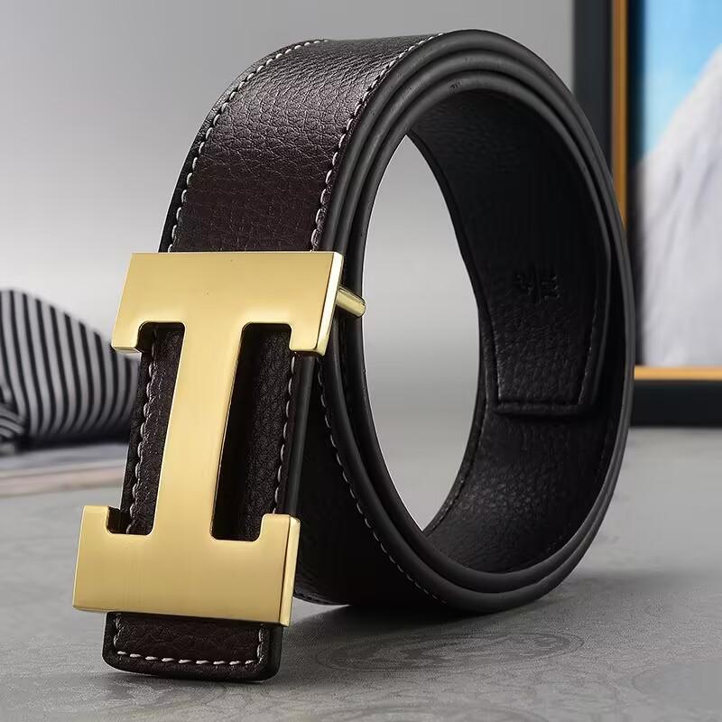 Klassieke Herenleren Riem, Business Casual Tailleband, Letter Trendy Mode Veelzijdige Gesp Riem, Vakantiecadeau
