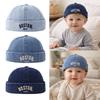 Cotton Denim Children Melon Beanie Adjustable Bucket Hat Baby Brimless Hat  For Infant Boy Girl