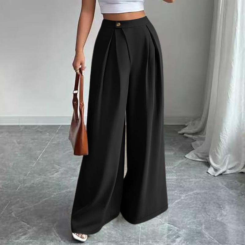 ZANZEA Lässige, einfarbige, lockere Hose mit weitem Bein für Damen