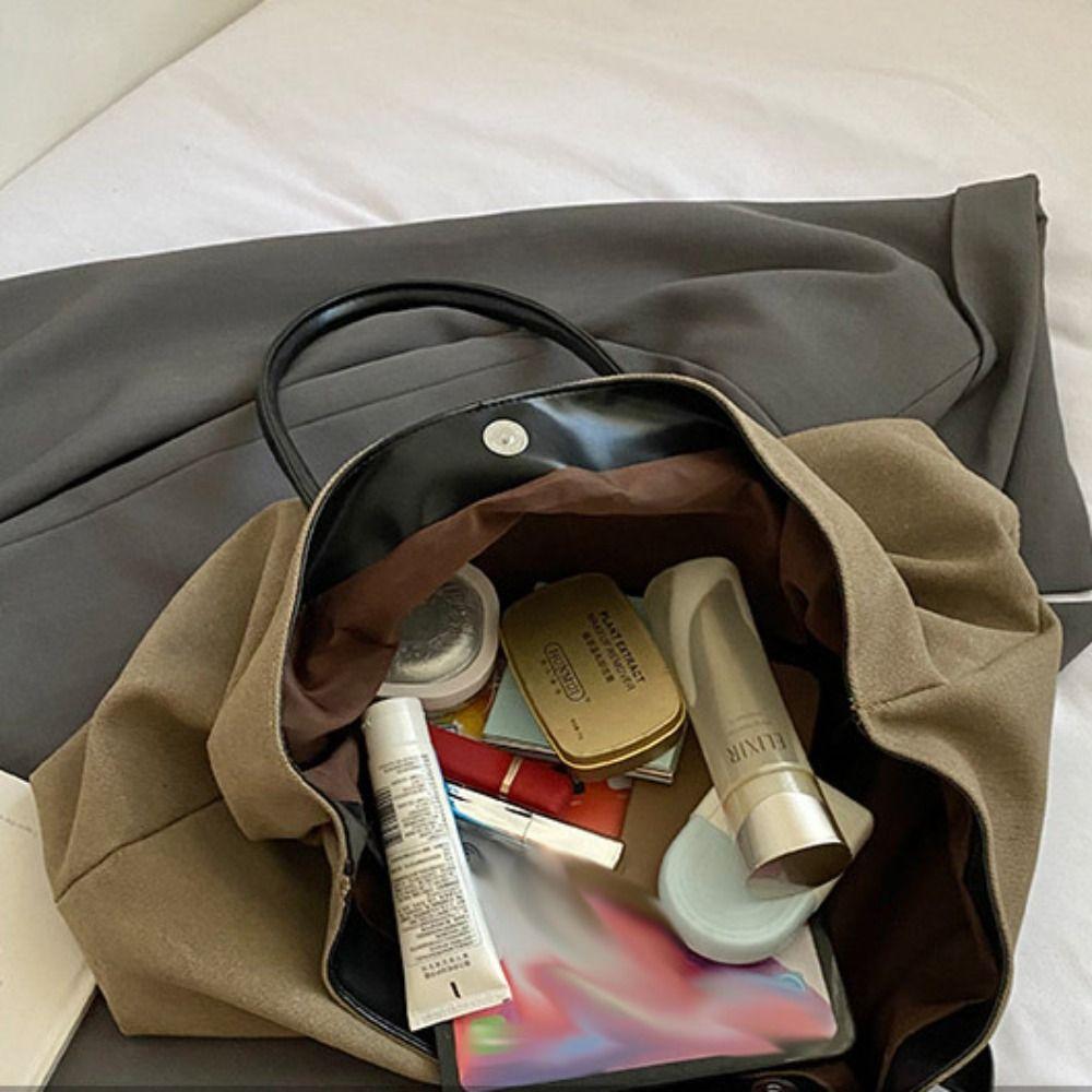 Tote Bag Suede Shoulder Bag Solid Color Underarm Packs Fashion Large Capacity Handbag  Travel