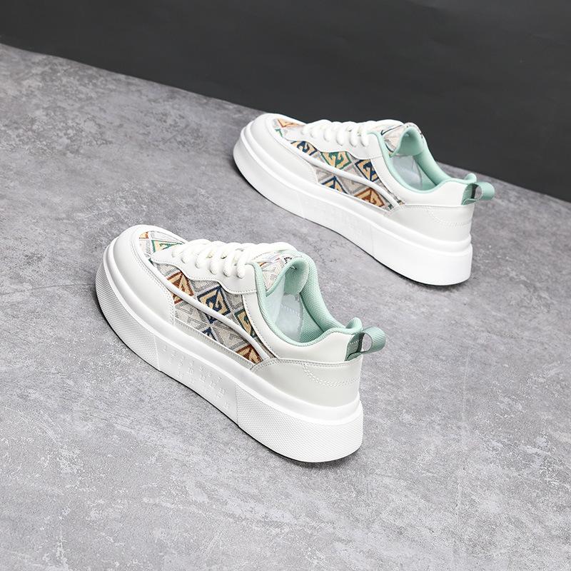 Summer breathable woven mesh sports and leisure trendy shoes non-slip thick-soled heightening small white board shoes
