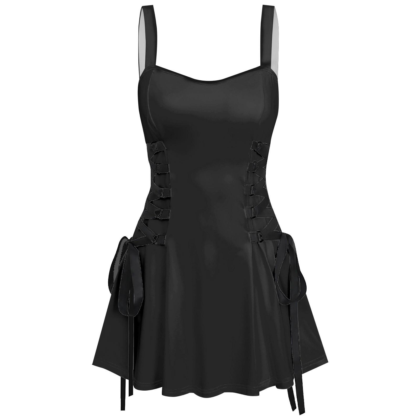 

Жіноча модна вінтажна коротка сукня з принтом і принтом на підтяжках XL чорний