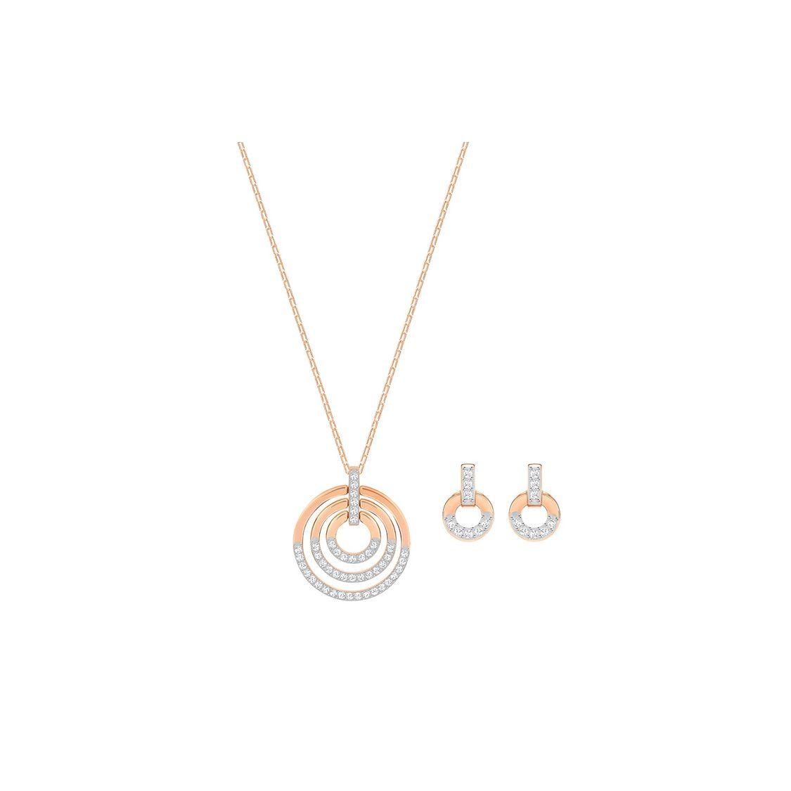 Swarovski Circle Three-Piece Set Rose Gold Women Jewelry 5367890 Rose Gold,F
