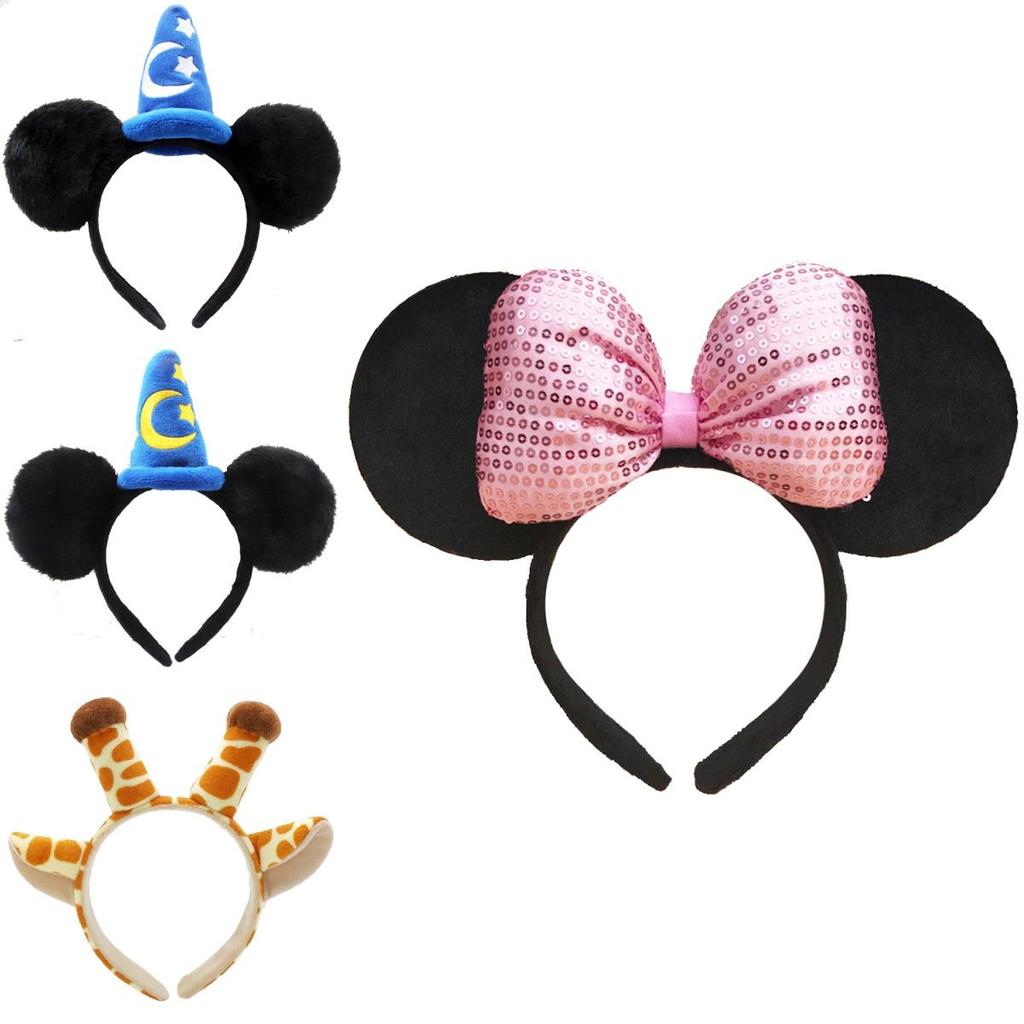 Handmade Cartoon Minnie Mickey Ear Headband Sparkly Animal Rabbit Hairpiece For Adults And Kids