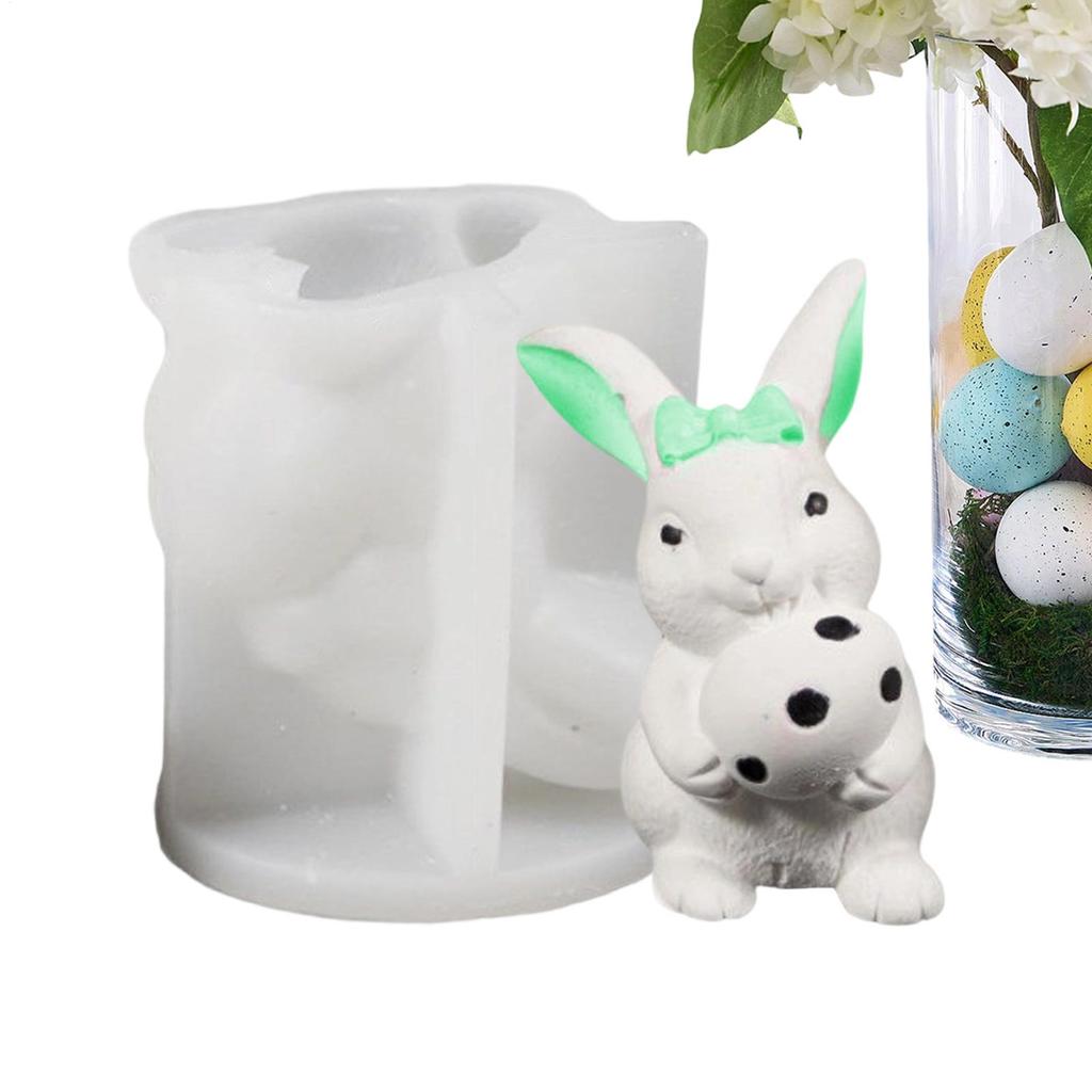 Rabbit Holding Easter Egg Silicone Mold 3D Epoxy Casting Decoration Craft Bunny Hold Easter Egg Epoxy Resin Casting Mold